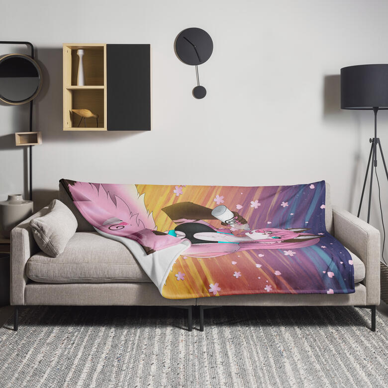 Photo showing 60''x80'' blanket on a couch